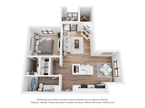 a 1 bedroom floorplan is shown in this illustration